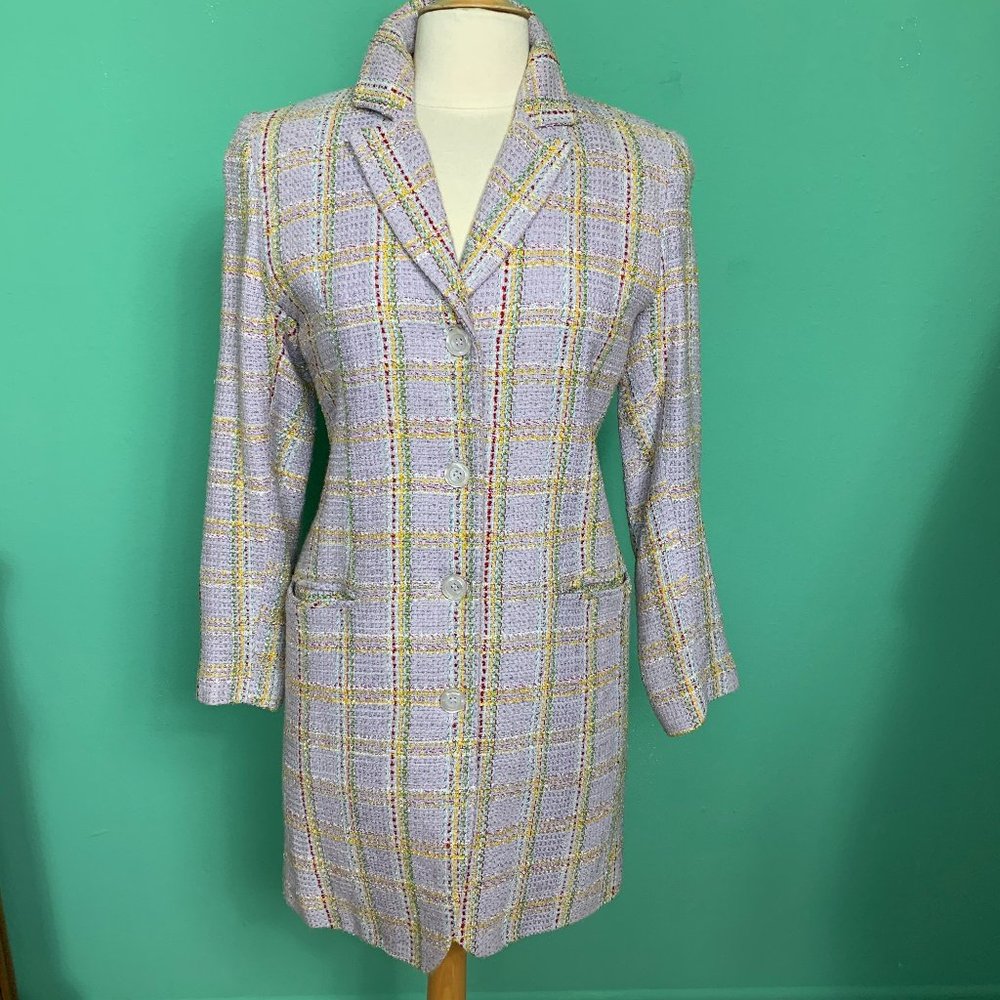 Coat/Jacket 3/4 length, lavender plaid